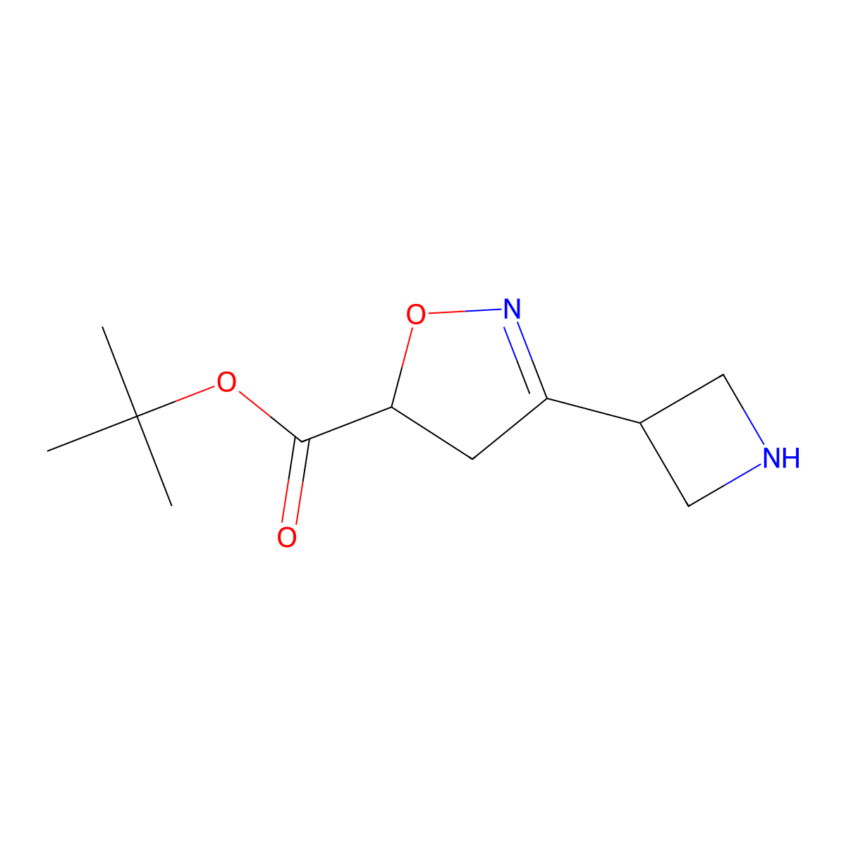 Tert-butyl 3-(azetidin-3-yl)-4,5-dihydro-1,2-oxazole-5-carboxylate molecular structure, CAS 2649056-30-2
