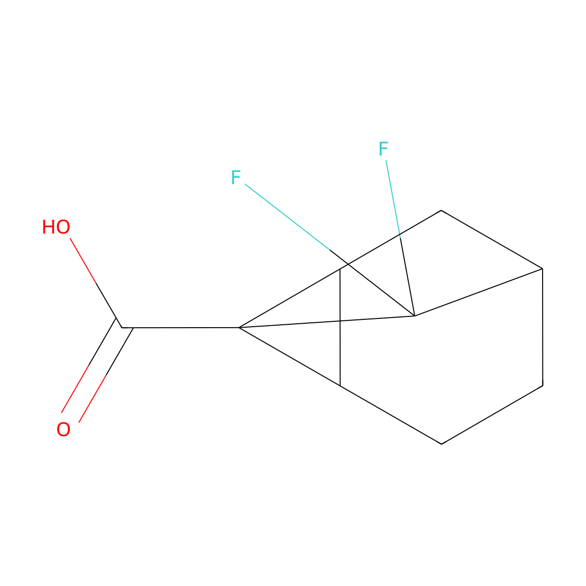 8,8-Difluorotricyclo(3.2.1.0,2,7)octane-1-carboxylic acid molecular structure, CAS 2649058-02-4