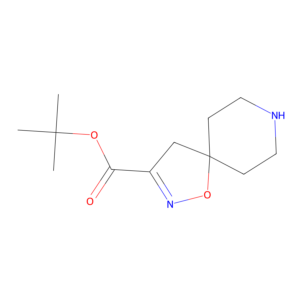 Tert-butyl 1-oxa-2,8-diazaspiro[4.5]dec-2-ene-3-carboxylate molecular structure, CAS 2649058-54-6
