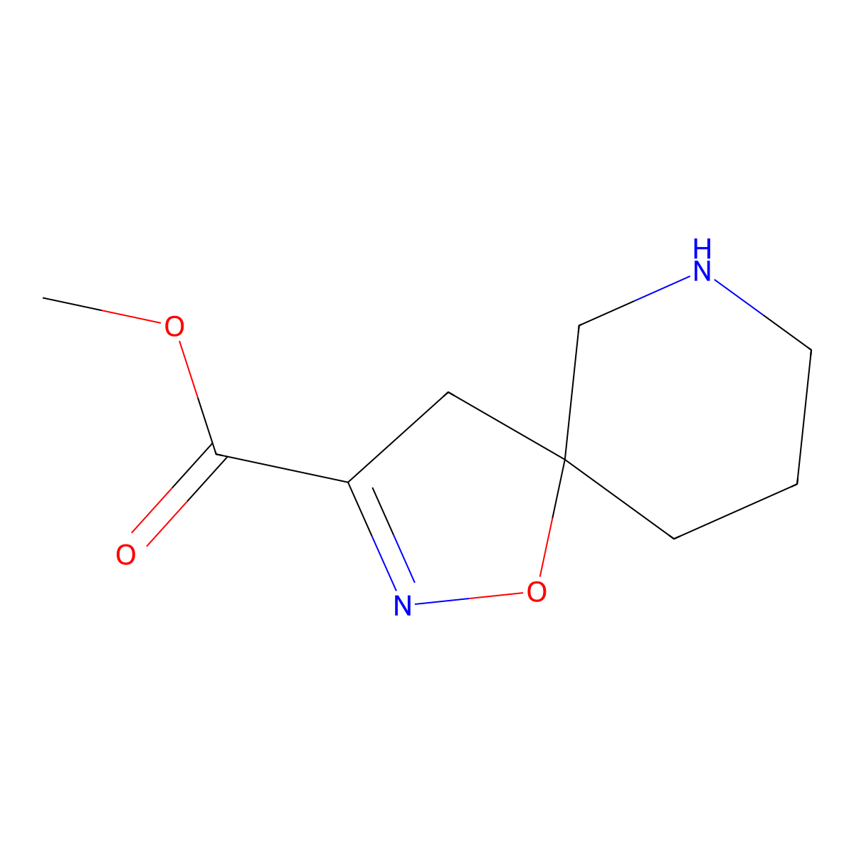 Methyl 1-oxa-2,7-diazaspiro[4.5]dec-2-ene-3-carboxylate molecular structure, CAS 2649058-81-9