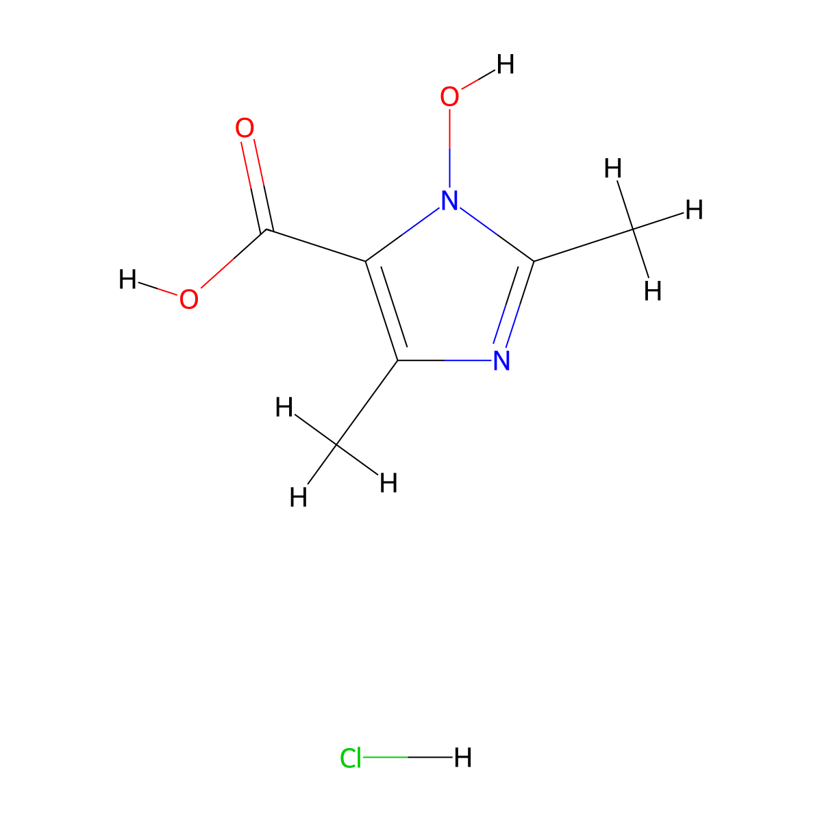 1-hydroxy-2,4-dimethyl-1H-imidazole-5-carboxylicacidhydrochloride molecular structure, CAS 2649062-25-7