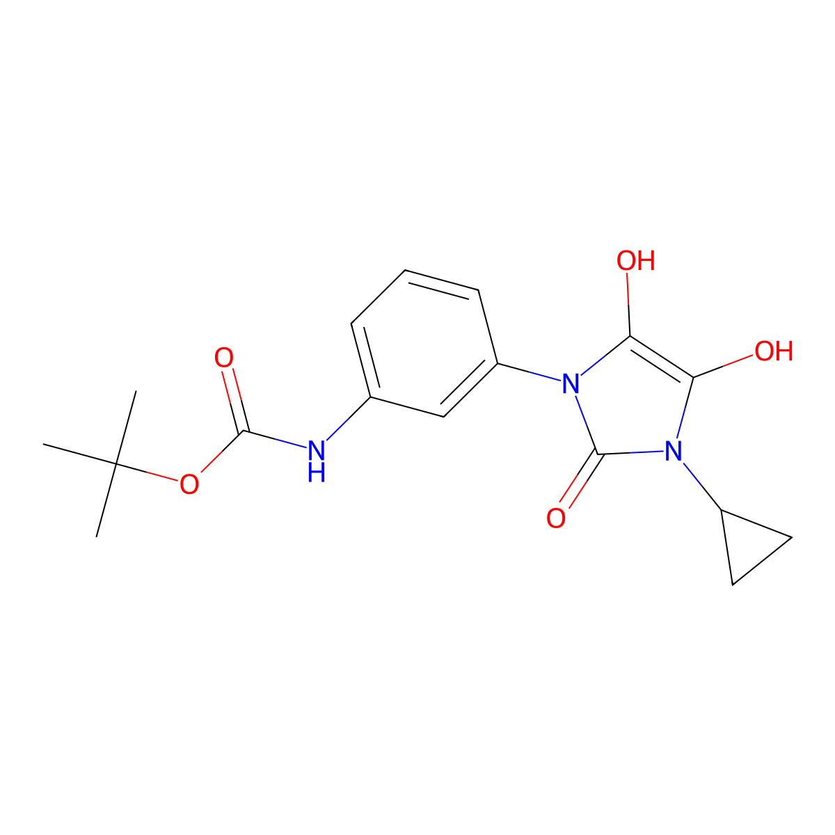tert-butyl N-[3-(3-cyclopropyl-4,5-dihydroxy-2-oxo-2,3-dihydro-1H-imidazol-1-yl)phenyl]carbamate molecular structure, CAS 2649062-52-0