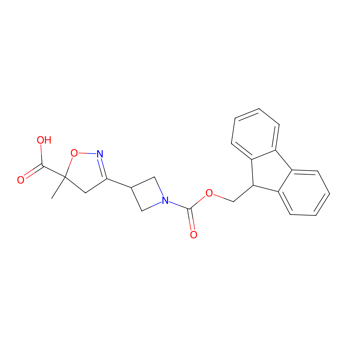 3-(1-{[(9H-fluoren-9-yl)methoxy]carbonyl}azetidin-3-yl)-5-methyl-4,5-dihydro-1,2-oxazole-5-carboxylic acid molecular structure, CAS 2649062-96-2