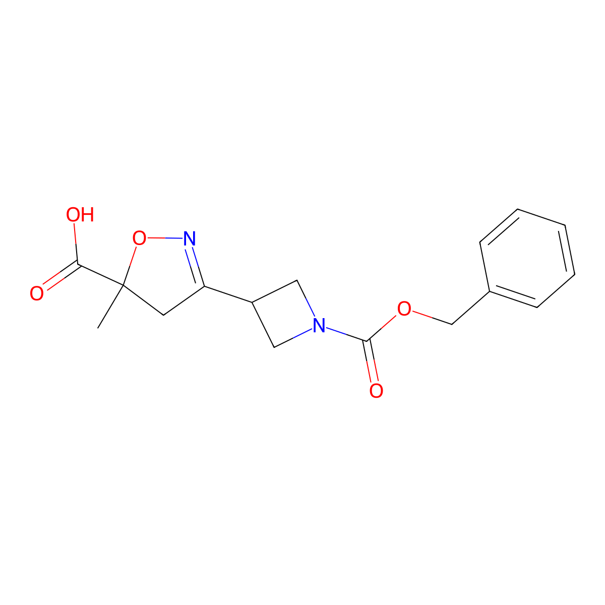 3-{1-[(Benzyloxy)carbonyl]azetidin-3-yl}-5-methyl-4,5-dihydro-1,2-oxazole-5-carboxylic acid molecular structure, CAS 2649064-11-7