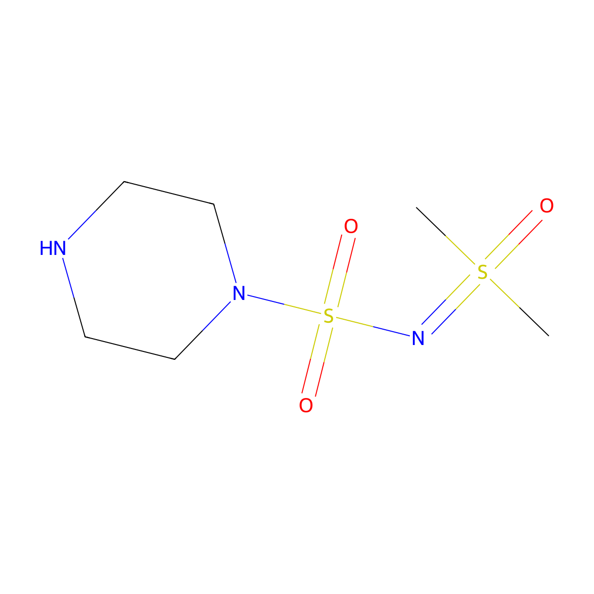 Dimethyl((piperazine-1-sulfonyl)imino)-lambda6-sulfanone molecular structure, CAS 2649064-33-3