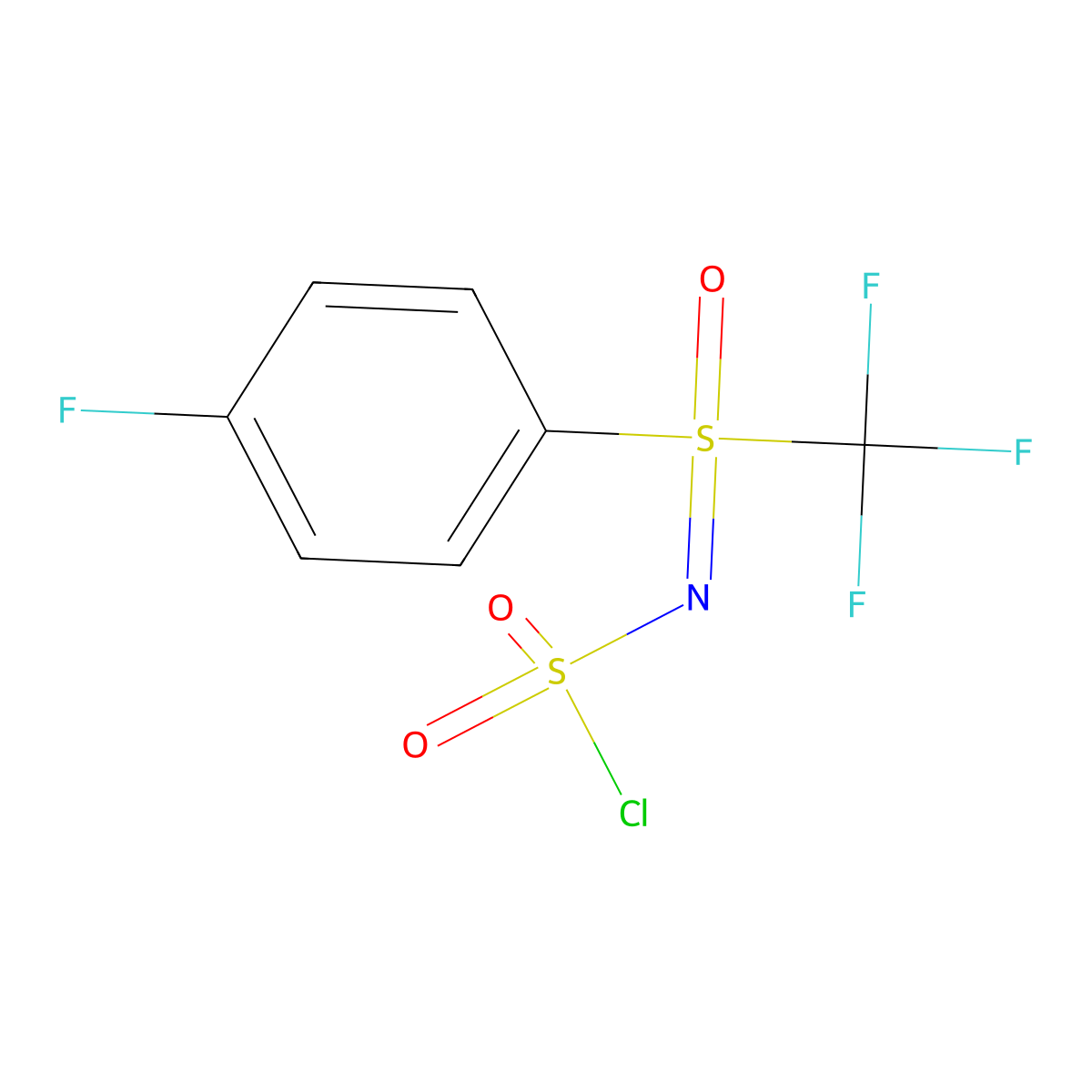 ((Chlorosulfonyl)imino)(4-fluorophenyl)(trifluoromethyl)-lambda6-sulfanone molecular structure, CAS 2649064-93-5