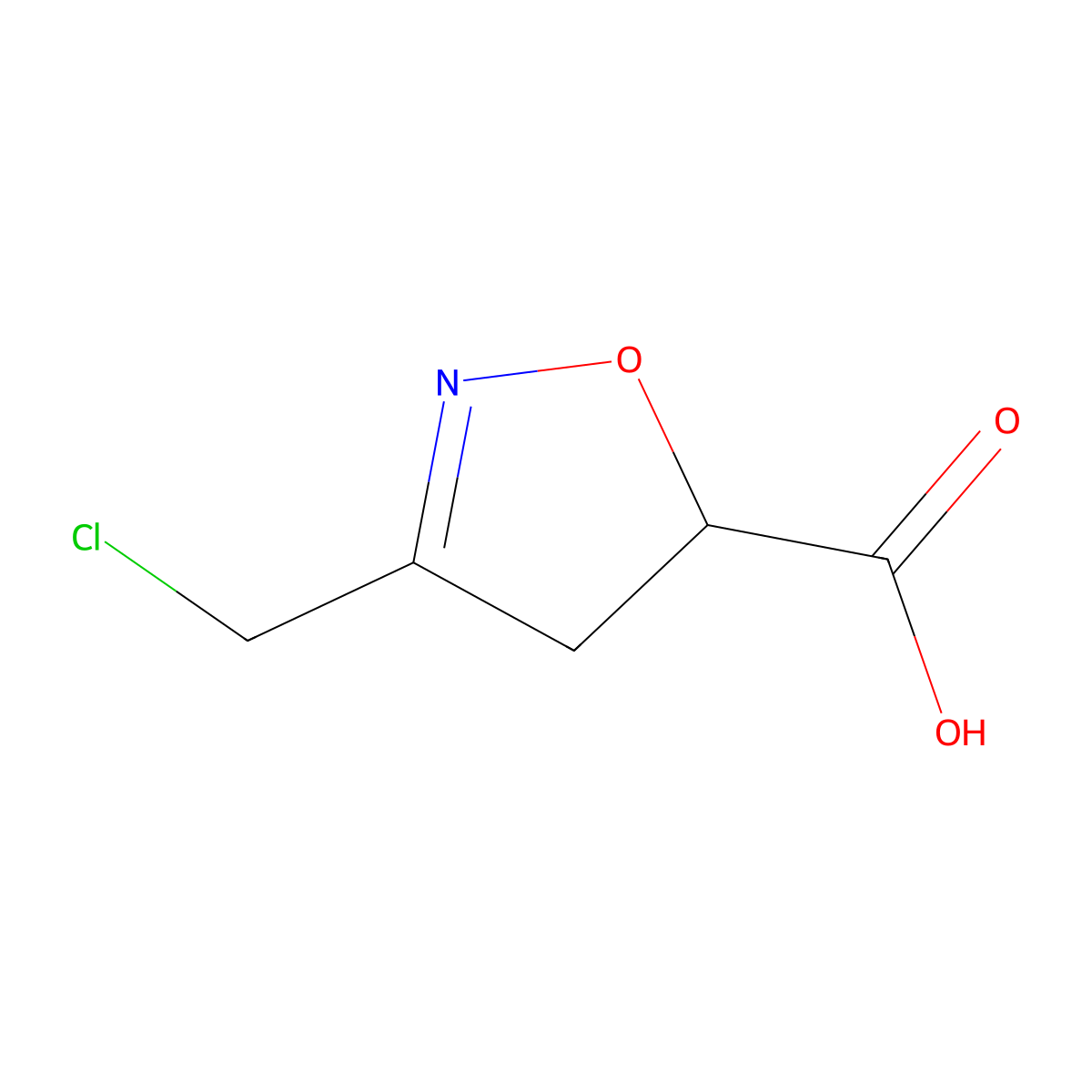 3-(Chloromethyl)-4,5-dihydro-1,2-oxazole-5-carboxylic acid molecular structure, CAS 2649065-33-6
