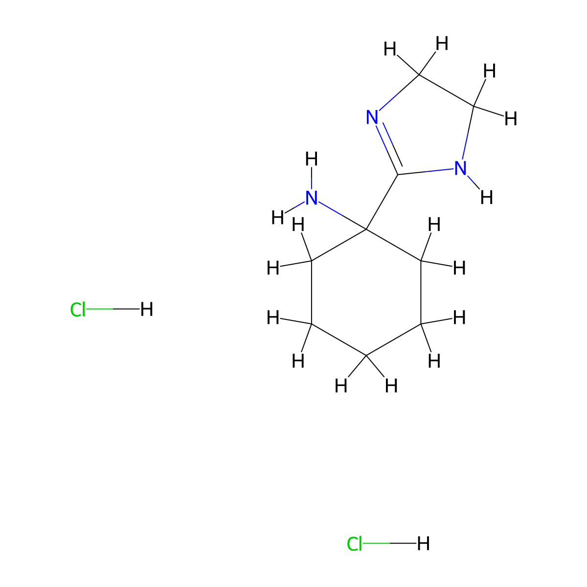 1-(4,5-dihydro-1H-imidazol-2-yl)cyclohexan-1-amine dihydrochloride molecular structure, CAS 2649065-54-1