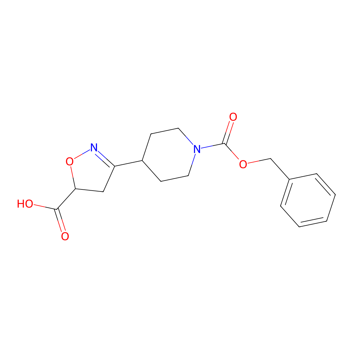 3-{1-[(Benzyloxy)carbonyl]piperidin-4-yl}-4,5-dihydro-1,2-oxazole-5-carboxylic acid molecular structure, CAS 2649066-09-9