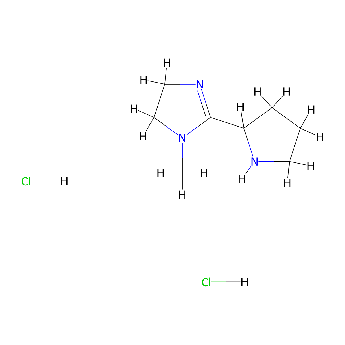 1-methyl-2-(pyrrolidin-2-yl)-4,5-dihydro-1H-imidazoledihydrochloride molecular structure, CAS 2649067-21-8