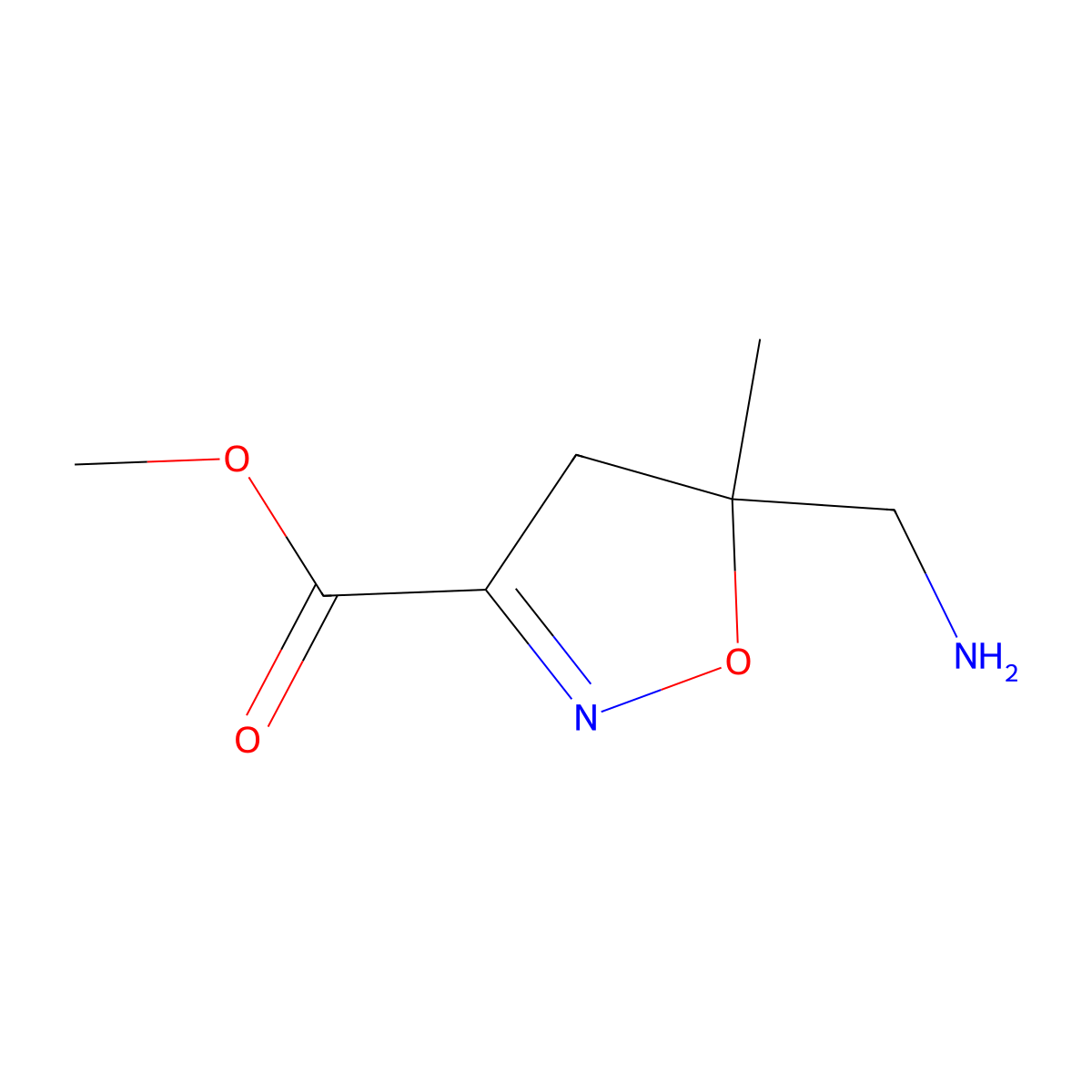Methyl 5-(aminomethyl)-5-methyl-4,5-dihydro-1,2-oxazole-3-carboxylate molecular structure, CAS 2649068-25-5