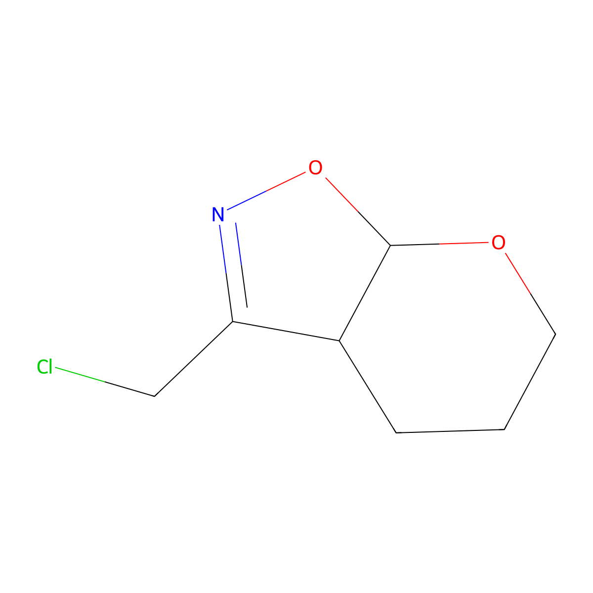 3-(chloromethyl)-3aH,4H,5H,6H,7aH-pyrano(3,2-d)(1,2)oxazole molecular structure, CAS 2649070-24-4