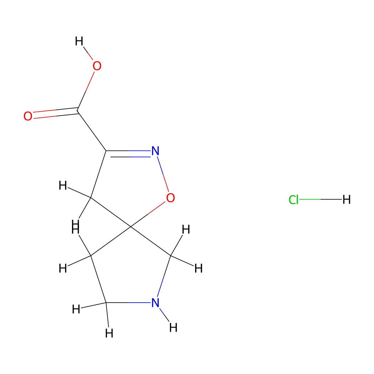 1-Oxa-2,7-diazaspiro[4.4]non-2-ene-3-carboxylic acid hydrochloride molecular structure, CAS 2649070-43-7