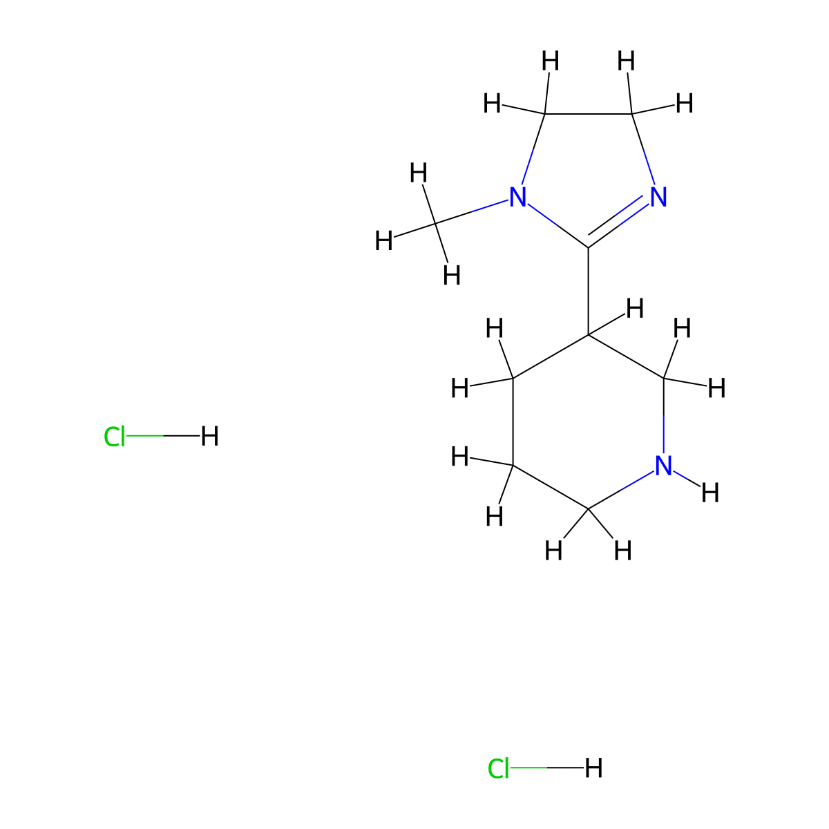3-(1-methyl-4,5-dihydro-1H-imidazol-2-yl)piperidine dihydrochloride molecular structure, CAS 2649070-68-6