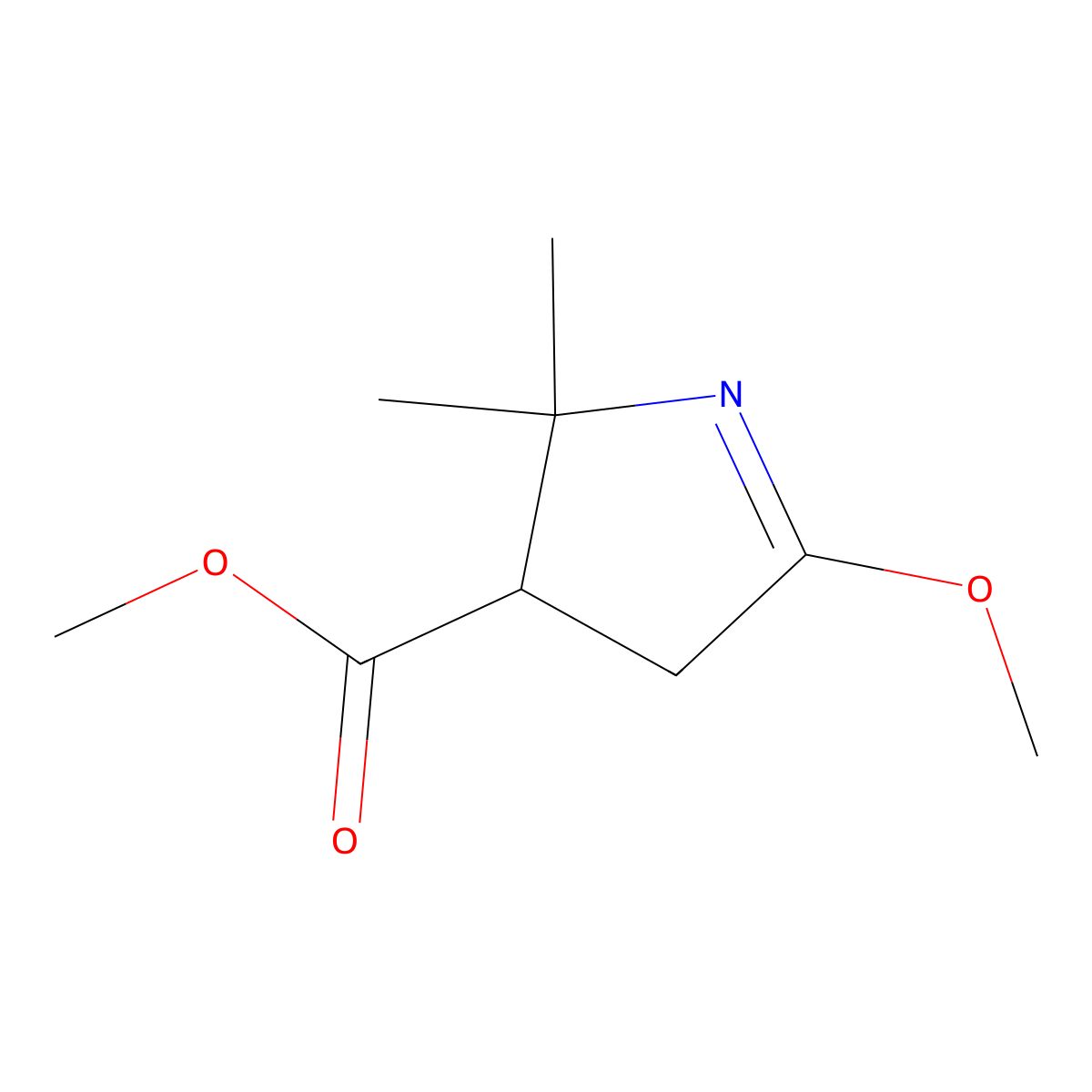 methyl 5-methoxy-2,2-dimethyl-3,4-dihydro-2H-pyrrole-3-carboxylate molecular structure, CAS 2649071-05-4