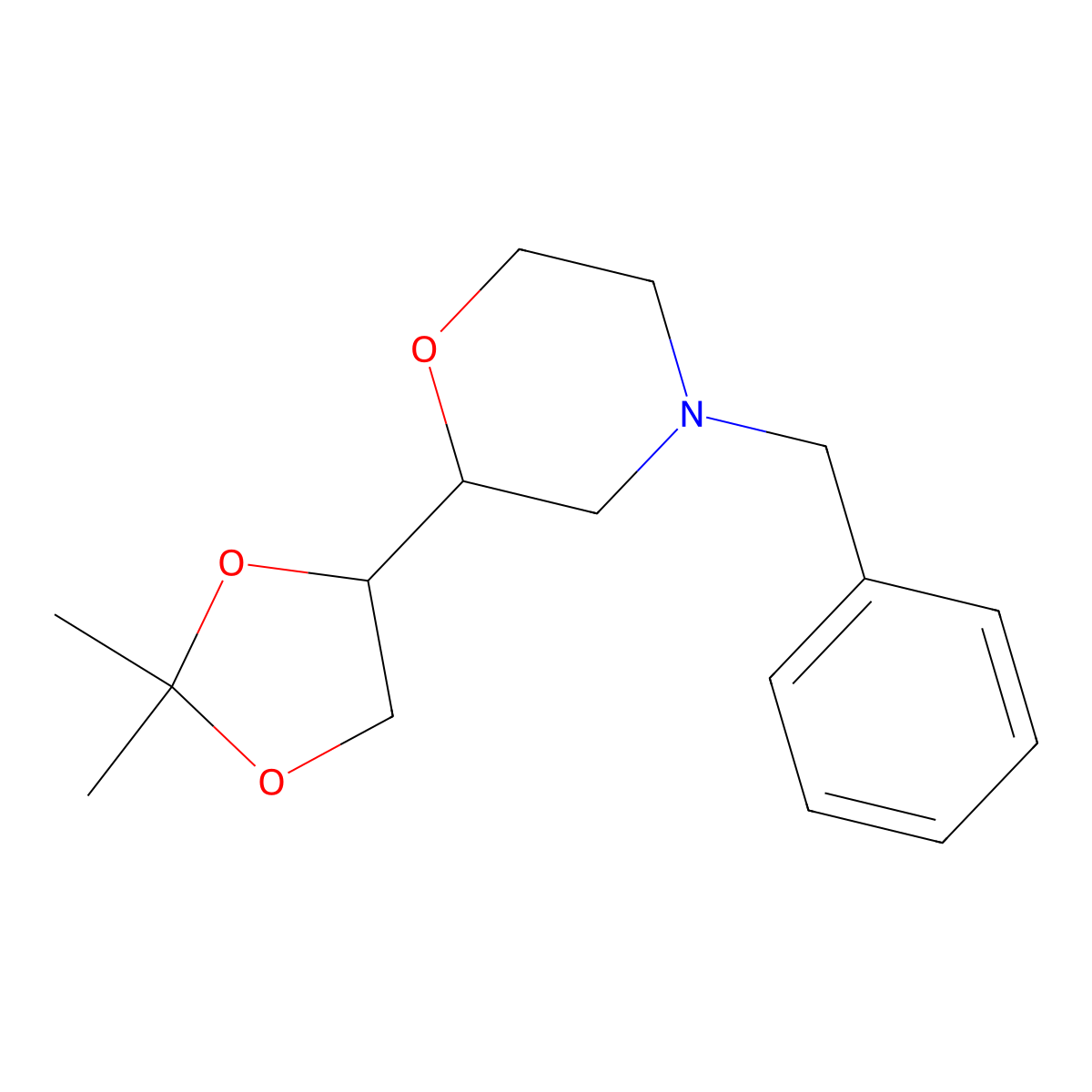 4-Benzyl-2-(2,2-dimethyl-1,3-dioxolan-4-yl)morpholine molecular structure, CAS 2649071-16-7