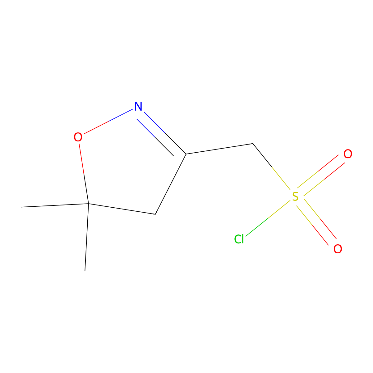 (5,5-Dimethyl-4,5-dihydro-1,2-oxazol-3-yl)methanesulfonyl chloride molecular structure, CAS 2649071-18-9