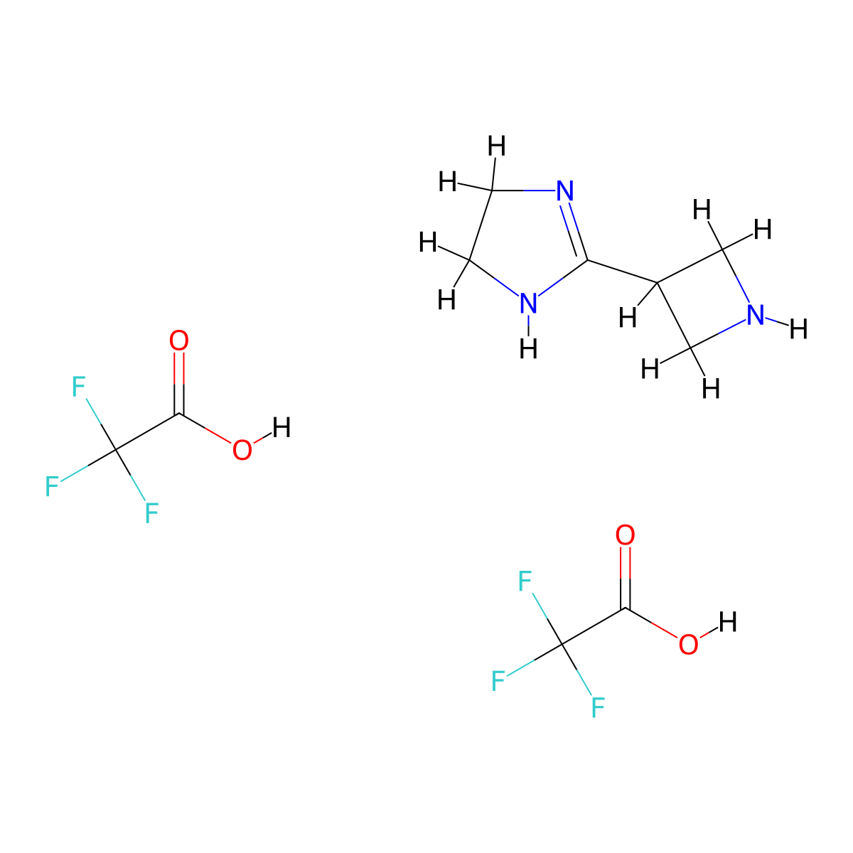 2-(azetidin-3-yl)-4,5-dihydro-1H-imidazole,bis(trifluoroaceticacid) molecular structure, CAS 2649072-05-7