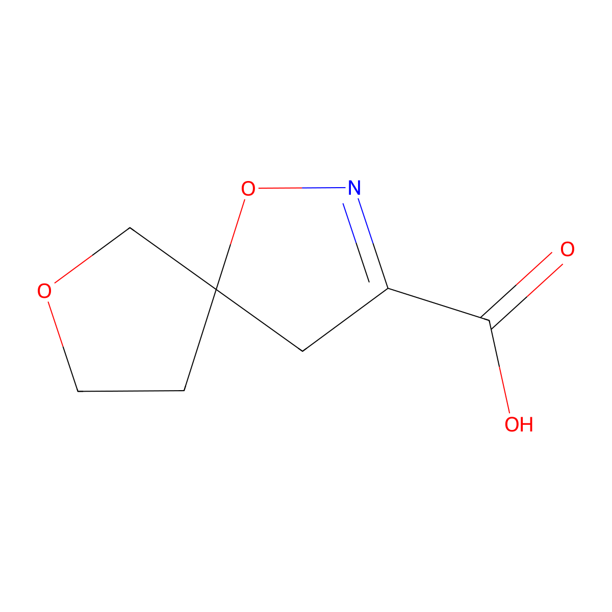 1,7-Dioxa-2-azaspiro(4.4)non-2-ene-3-carboxylic acid molecular structure, CAS 2649072-77-3