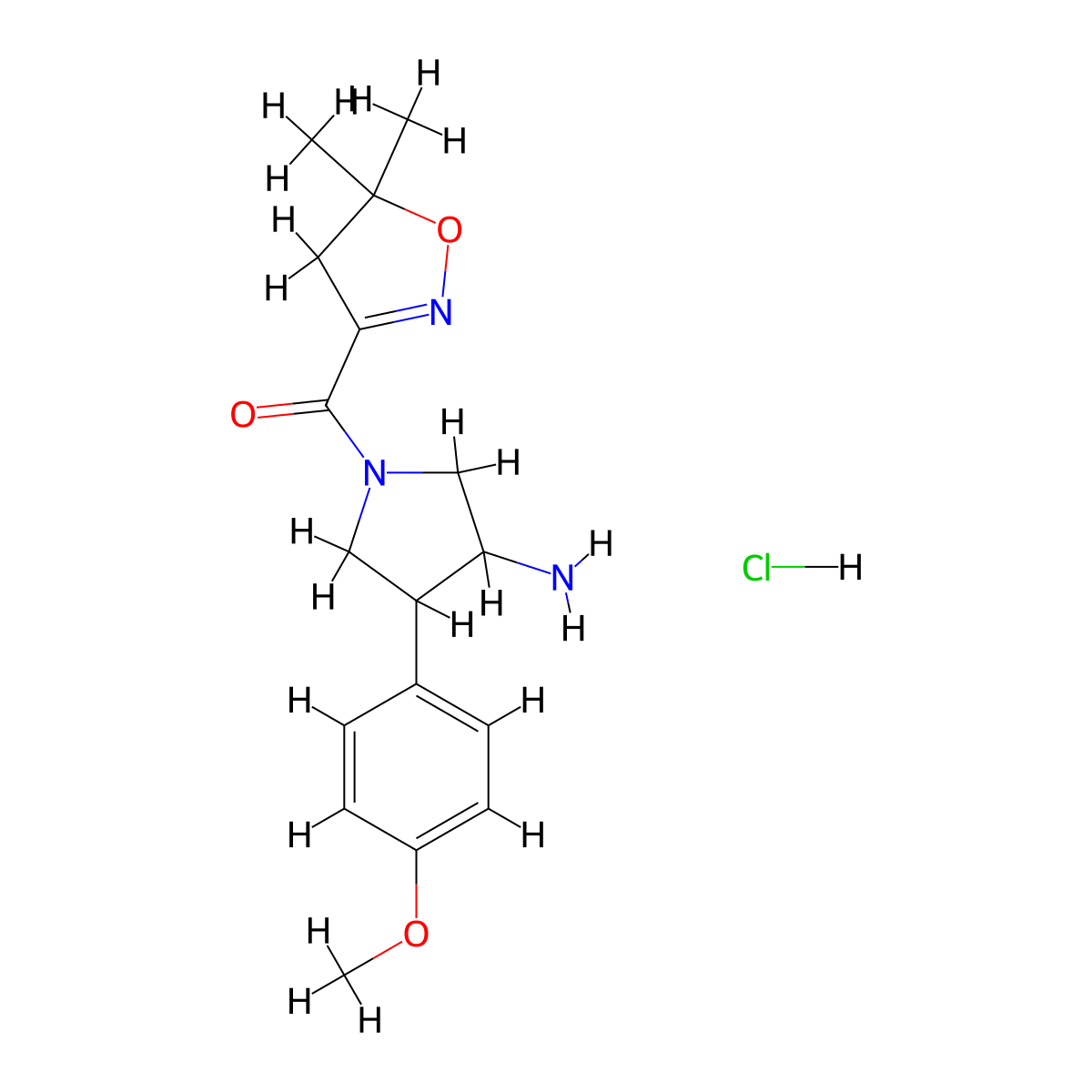 1-(5,5-Dimethyl-4,5-dihydro-1,2-oxazole-3-carbonyl)-4-(4-methoxyphenyl)pyrrolidin-3-amine hydrochloride molecular structure, CAS 2649072-79-5