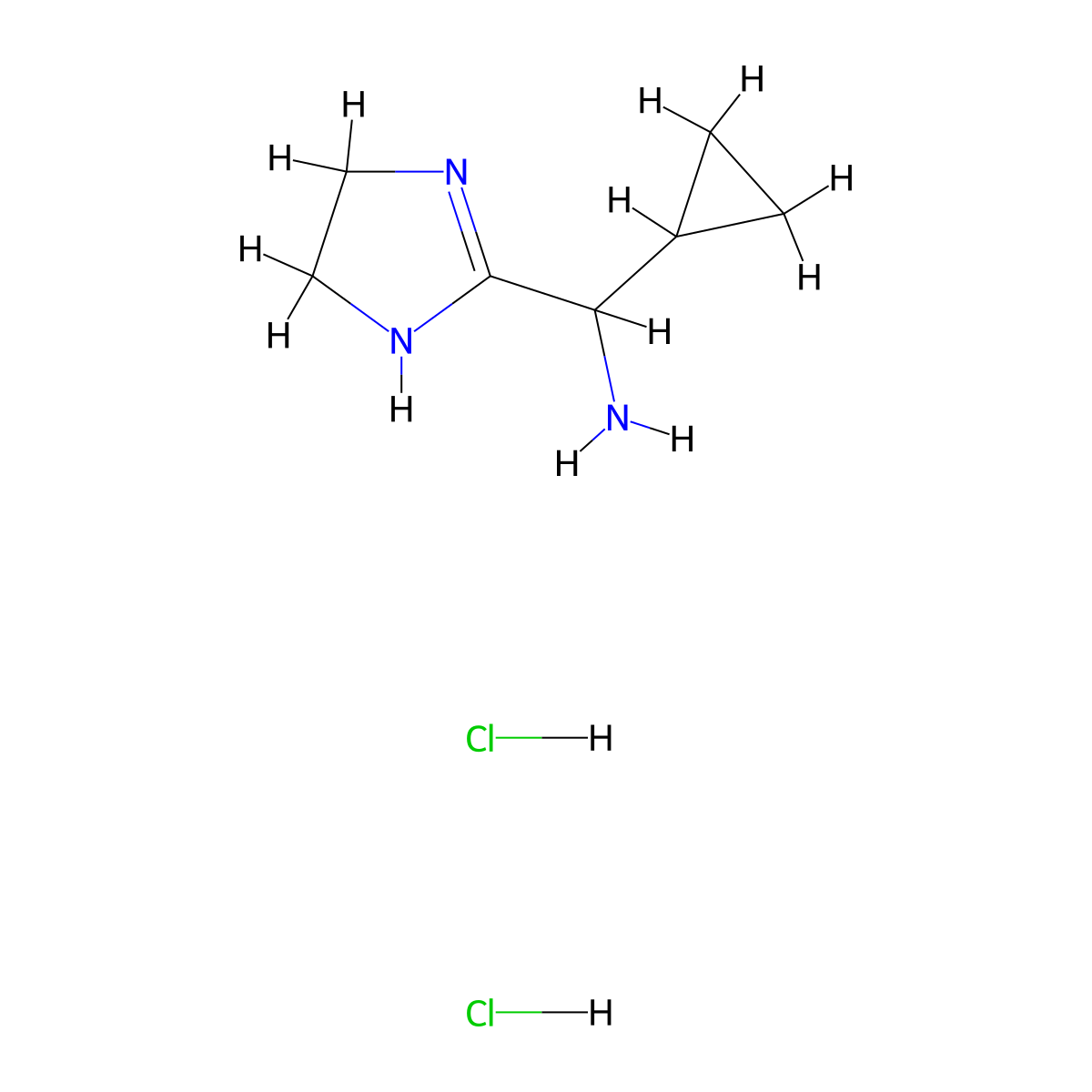 cyclopropyl(4,5-dihydro-1H-imidazol-2-yl)methanamine dihydrochloride molecular structure, CAS 2649073-81-2