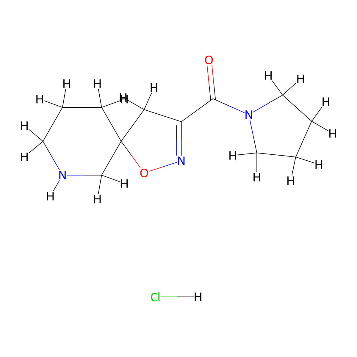 3-(Pyrrolidine-1-carbonyl)-1-oxa-2,7-diazaspiro[4.5]dec-2-ene hydrochloride molecular structure, CAS 2649074-10-0