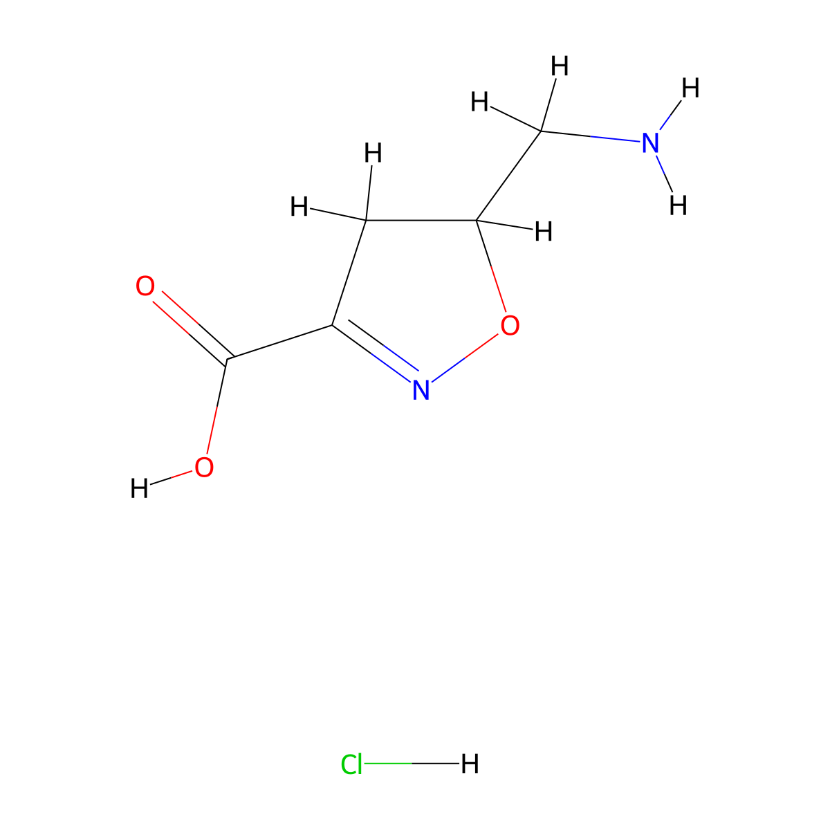 5-(Aminomethyl)-4,5-dihydro-1,2-oxazole-3-carboxylic acid hydrochloride molecular structure, CAS 2649075-04-5