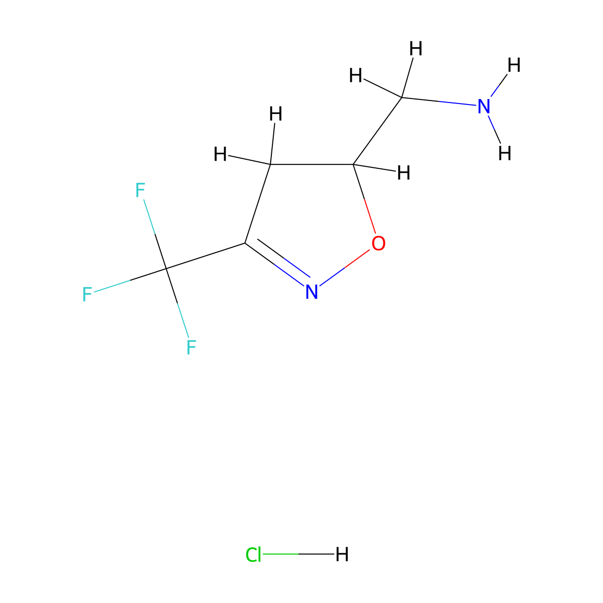 1-(3-(Trifluoromethyl)-4,5-dihydro-1,2-oxazol-5-yl)methanamine hydrochloride molecular structure, CAS 2649076-50-4