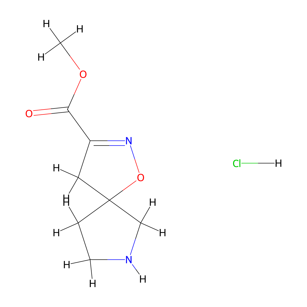 Methyl 1-oxa-2,7-diazaspiro[4.4]non-2-ene-3-carboxylate hydrochloride molecular structure, CAS 2649078-80-6