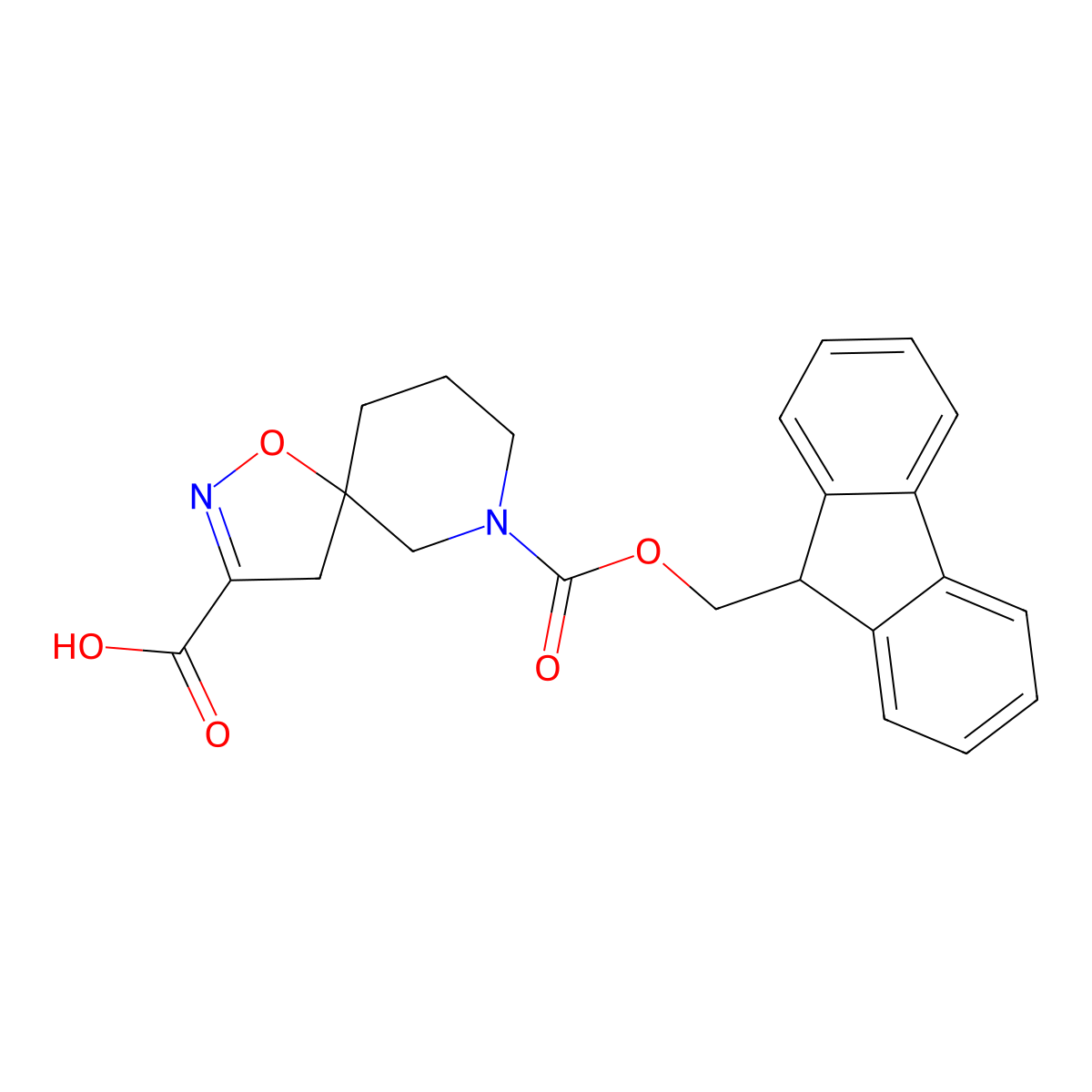 7-(((9H-fluoren-9-yl)methoxy)carbonyl)-1-oxa-2,7-diazaspiro(4.5)dec-2-ene-3-carboxylic acid molecular structure, CAS 2649078-85-1