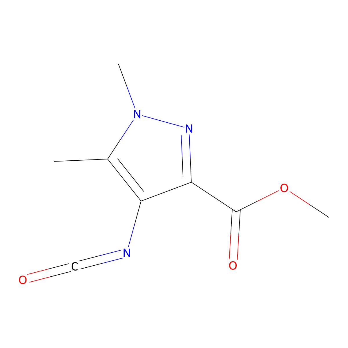 methyl 4-isocyanato-1,5-dimethyl-1H-pyrazole-3-carboxylate molecular structure, CAS 2649078-93-1
