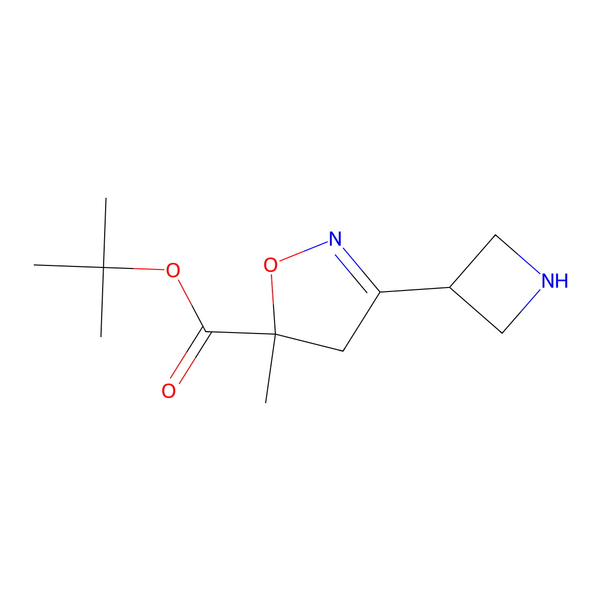 Tert-butyl 3-(azetidin-3-yl)-5-methyl-4,5-dihydro-1,2-oxazole-5-carboxylate molecular structure, CAS 2649078-99-7