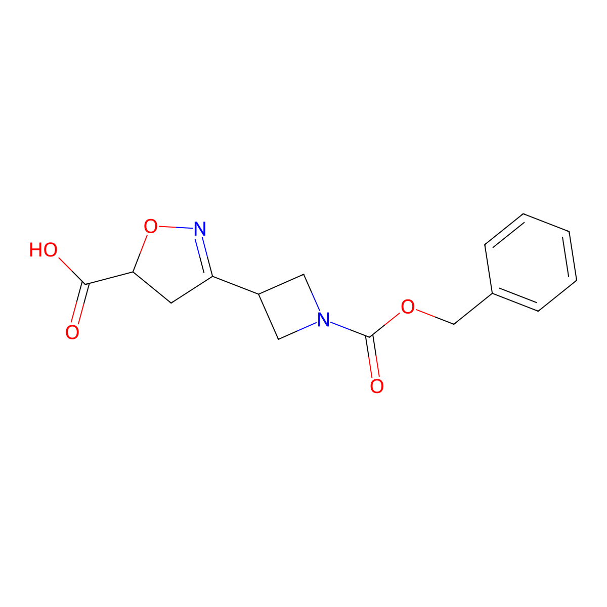 3-{1-[(Benzyloxy)carbonyl]azetidin-3-yl}-4,5-dihydro-1,2-oxazole-5-carboxylic acid molecular structure, CAS 2649079-05-8
