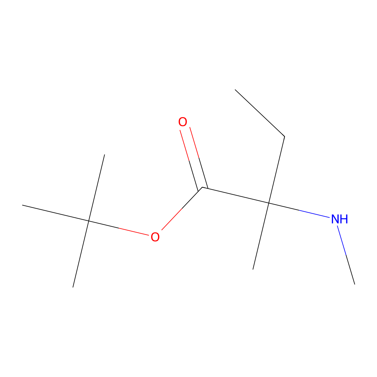 Tert-butyl 2-methyl-2-(methylamino)butanoate molecular structure, CAS 2649079-50-3