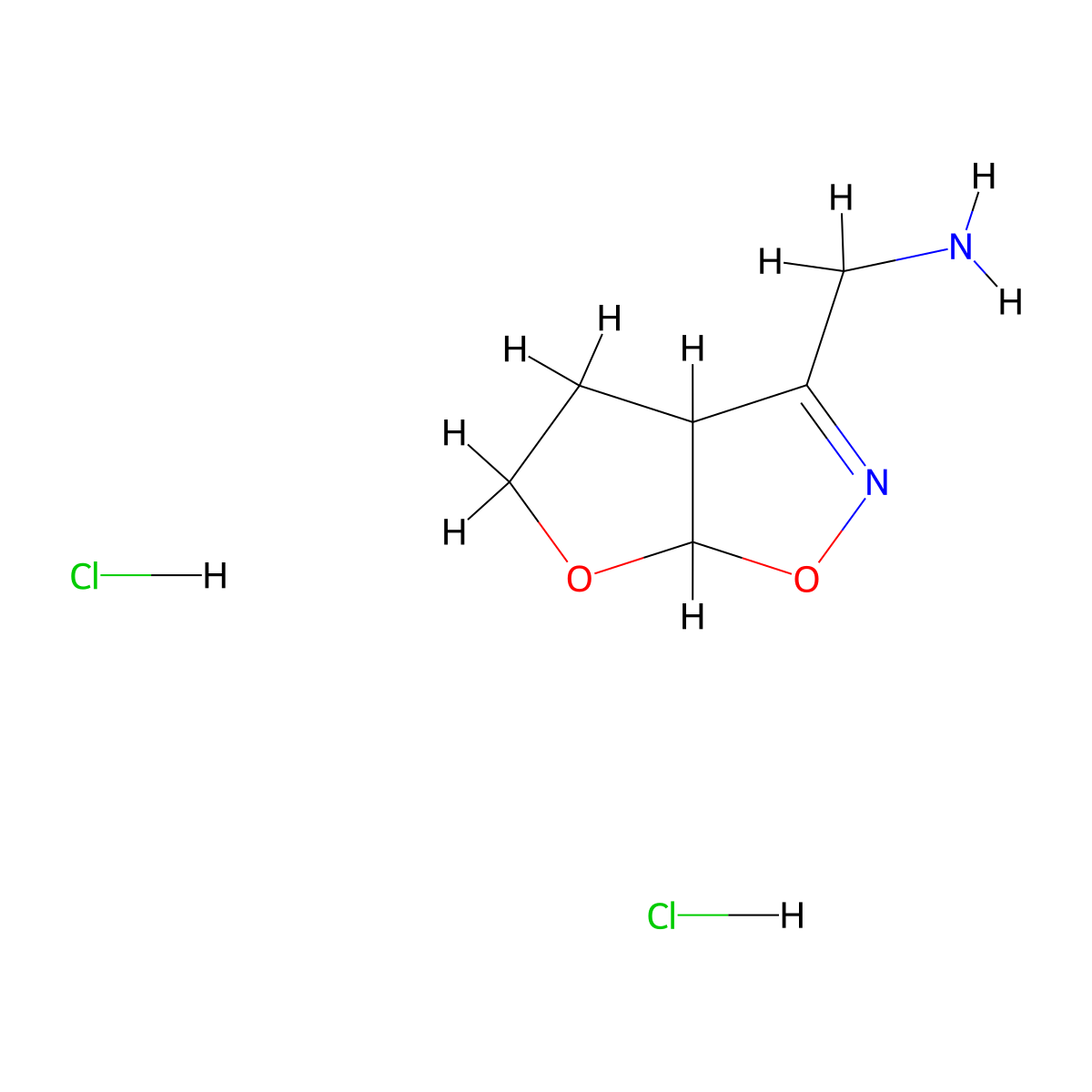 1-{3aH,4H,5H,6aH-furo[3,2-d][1,2]oxazol-3-yl}methanamine dihydrochloride molecular structure, CAS 2649079-89-8