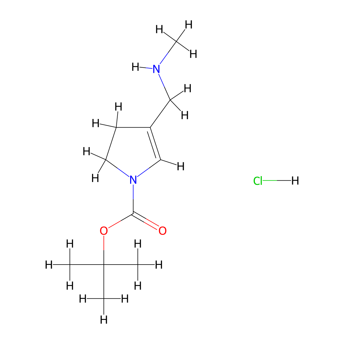 tert-butyl4-[(methylamino)methyl]-2,3-dihydro-1H-pyrrole-1-carboxylatehydrochloride molecular structure, CAS 2649079-96-7