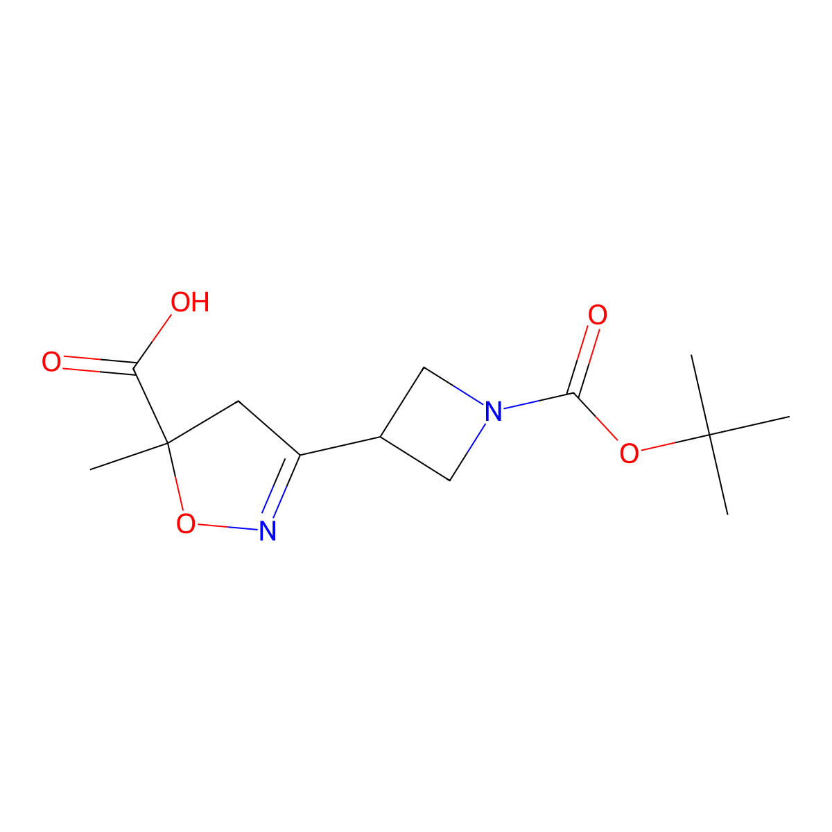 3-{1-[(Tert-butoxy)carbonyl]azetidin-3-yl}-5-methyl-4,5-dihydro-1,2-oxazole-5-carboxylicacid molecular structure, CAS 2649080-00-0