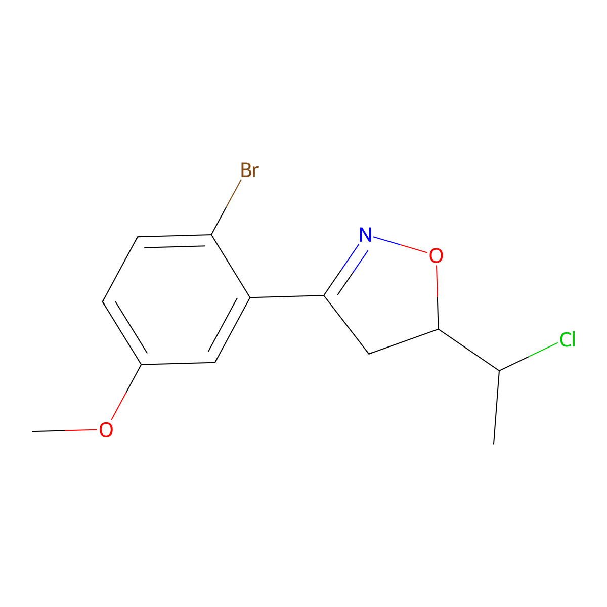 3-(2-Bromo-5-methoxyphenyl)-5-(1-chloroethyl)-4,5-dihydro-1,2-oxazole molecular structure, CAS 2649080-18-0