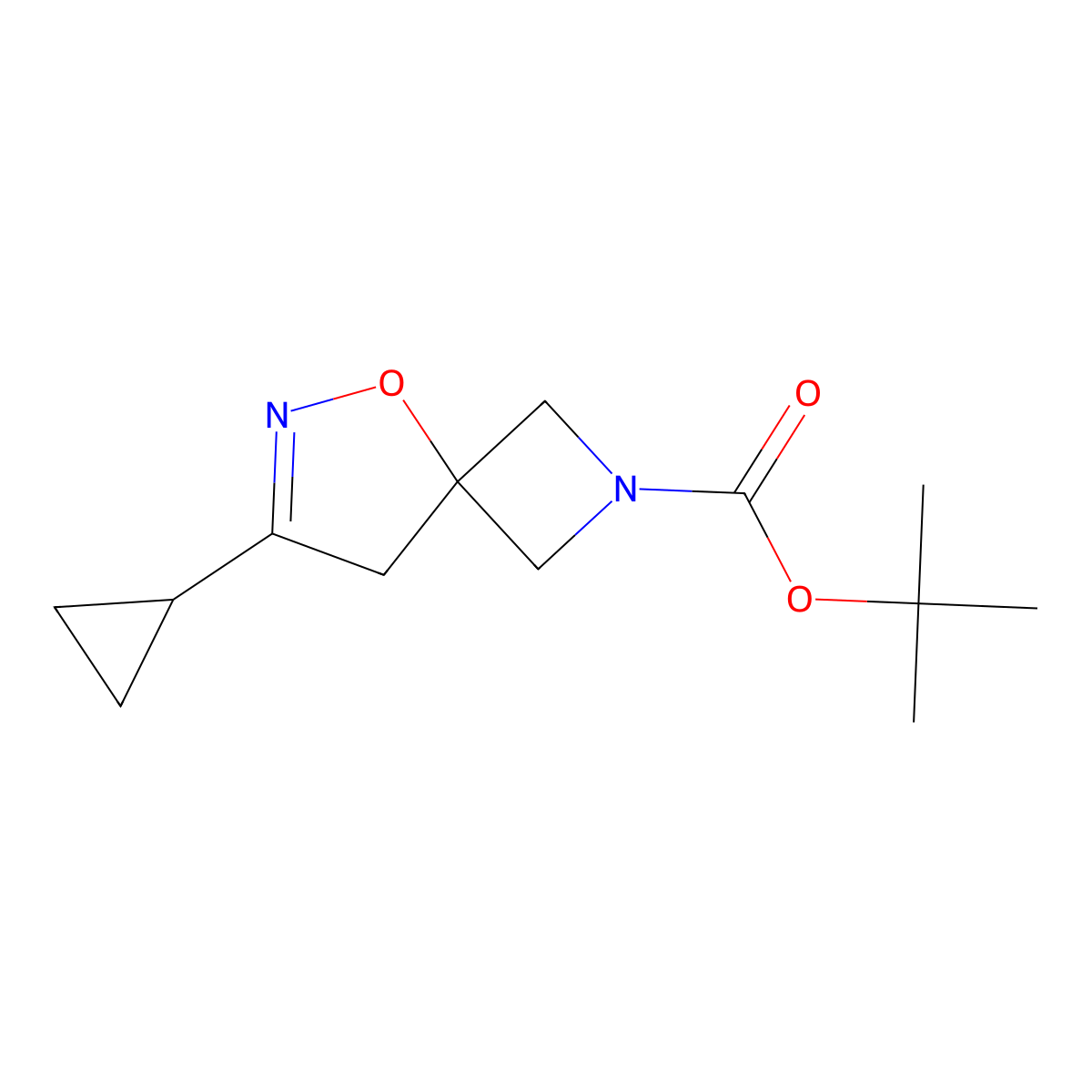 Tert-butyl7-cyclopropyl-5-oxa-2,6-diazaspiro[3.4]oct-6-ene-2-carboxylate molecular structure, CAS 2649081-26-3