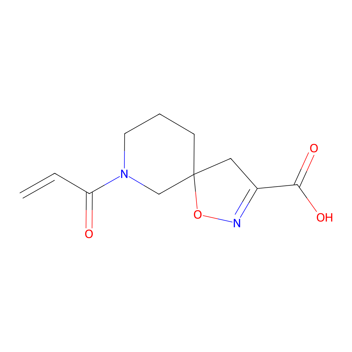 7-(Prop-2-enoyl)-1-oxa-2,7-diazaspiro[4.5]dec-2-ene-3-carboxylicacid molecular structure, CAS 2649082-71-1