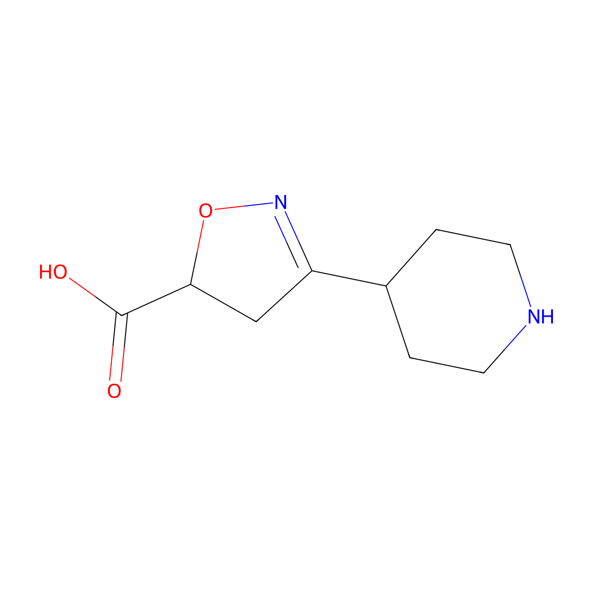 3-(Piperidin-4-yl)-4,5-dihydro-1,2-oxazole-5-carboxylic acid molecular structure, CAS 2649084-04-6