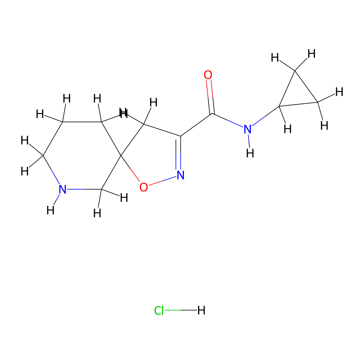 N-cyclopropyl-1-oxa-2,7-diazaspiro[4.5]dec-2-ene-3-carboxamide hydrochloride molecular structure, CAS 2649084-28-4