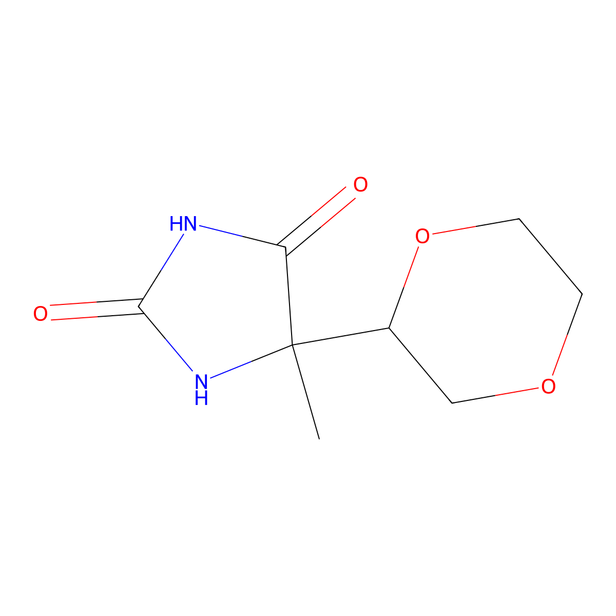 5-(1,4-Dioxan-2-yl)-5-methylimidazolidine-2,4-dione molecular structure, CAS 2649084-38-6