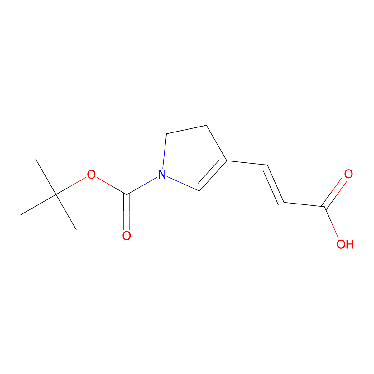 (2E)-3-{1-[(tert-butoxy)carbonyl]-4,5-dihydro-1H-pyrrol-3-yl}prop-2-enoic acid molecular structure, CAS 2649087-63-6