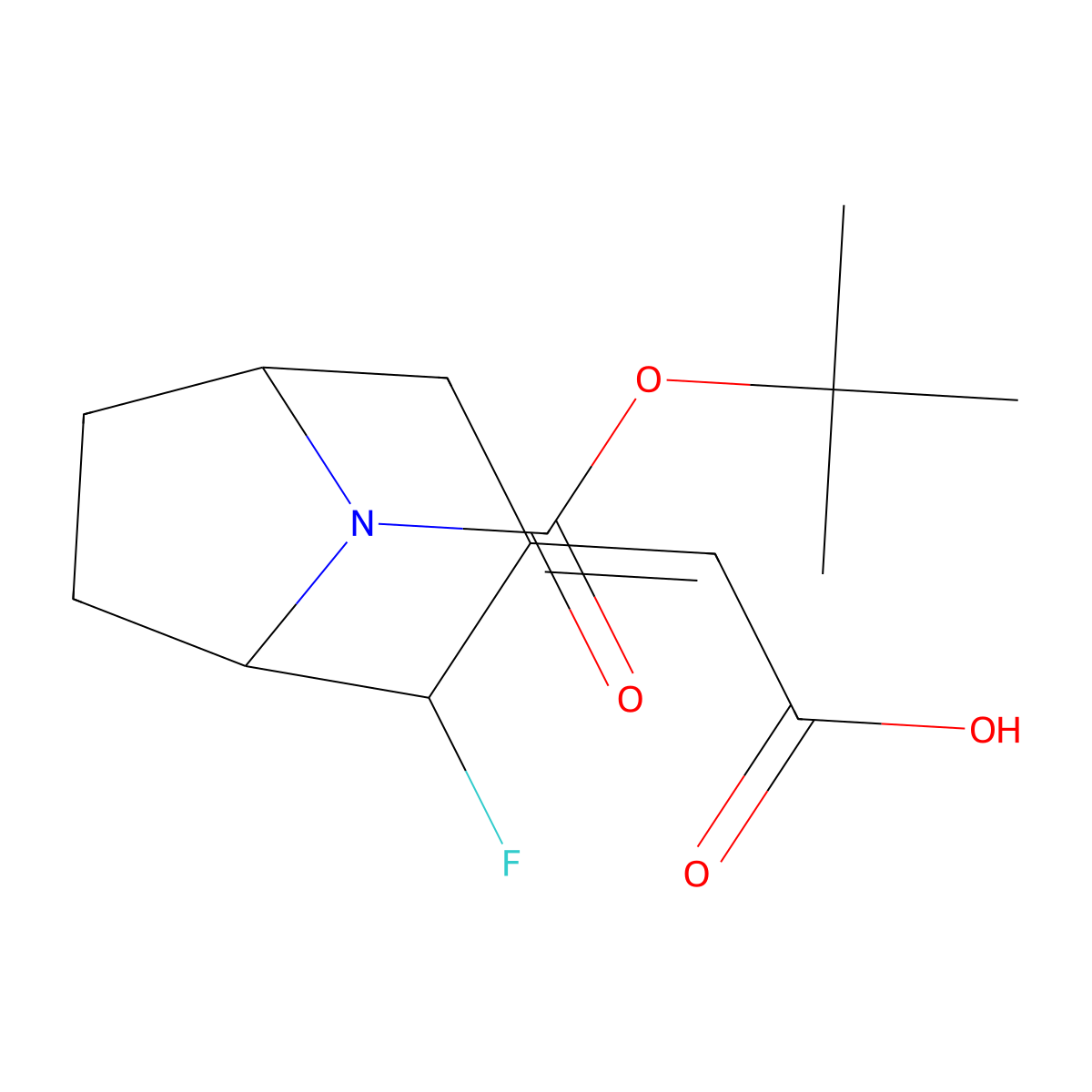 2-((3Z)-8-((tert-butoxy)carbonyl)-2-fluoro-8-azabicyclo(3.2.1)octan-3-ylidene)acetic acid molecular structure, CAS 2649087-79-4
