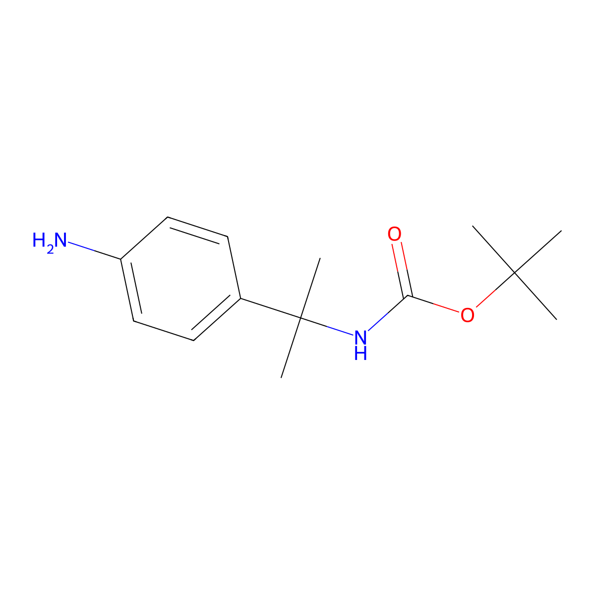 tert-butyl N-(2-(4-aminophenyl)propan-2-yl)carbamate molecular structure, CAS 264916-40-7