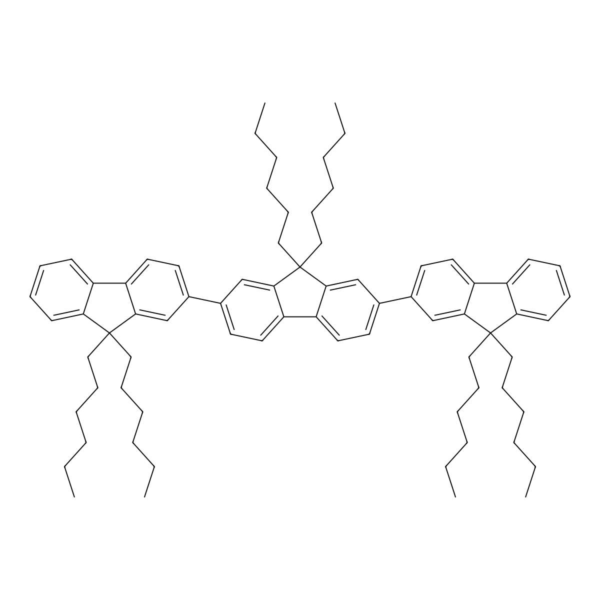 9,9,9',9',9'',9''-Hexahexyl-9H,9'H,9''H-2,2':7',2''-terfluorene molecular structure, CAS 264925-42-0