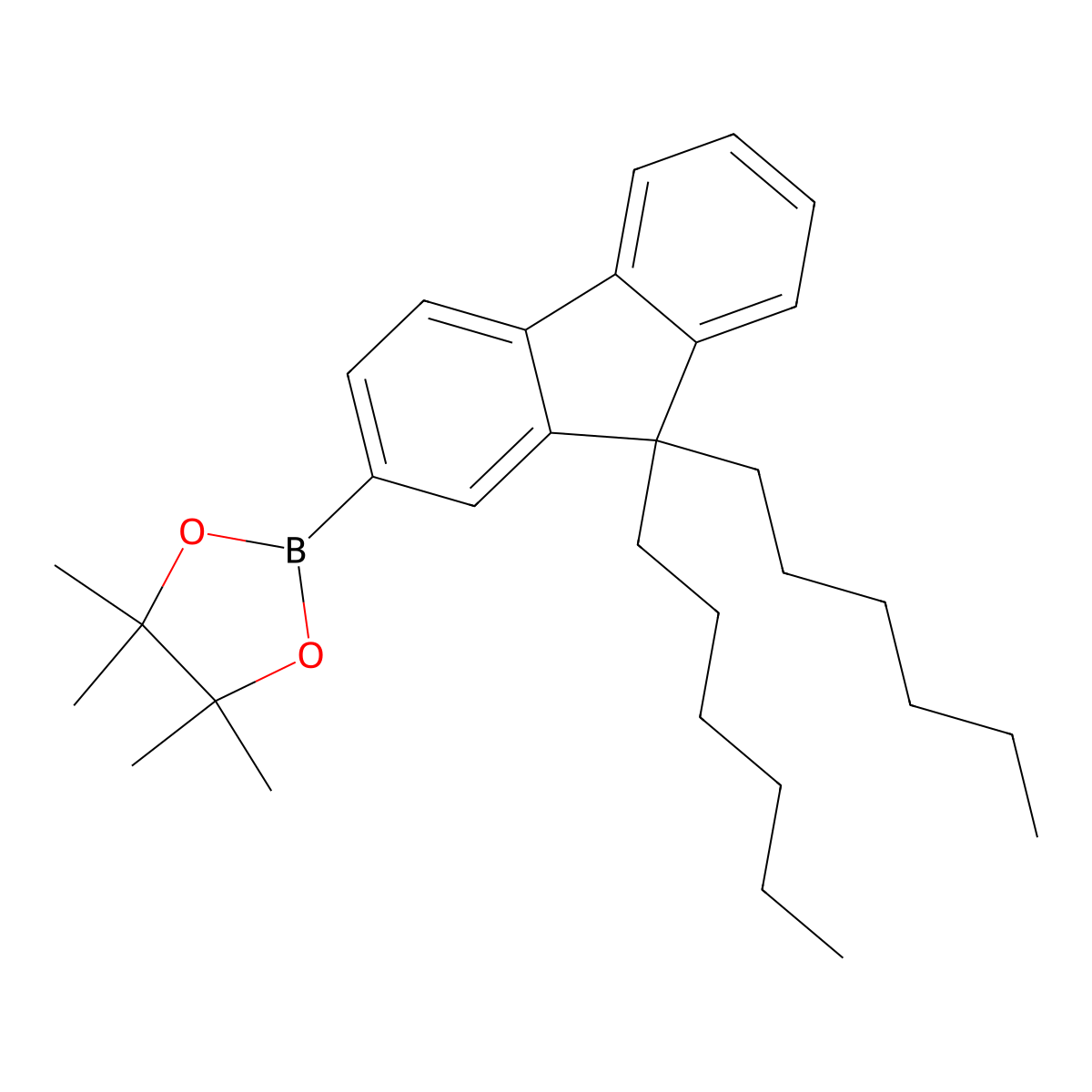 2-(9,9-dihexyl-9H-fluoren-2-yl)-4,4,5,5-tetramethyl-1,3,2-Dioxaborolane molecular structure, CAS 264925-45-3
