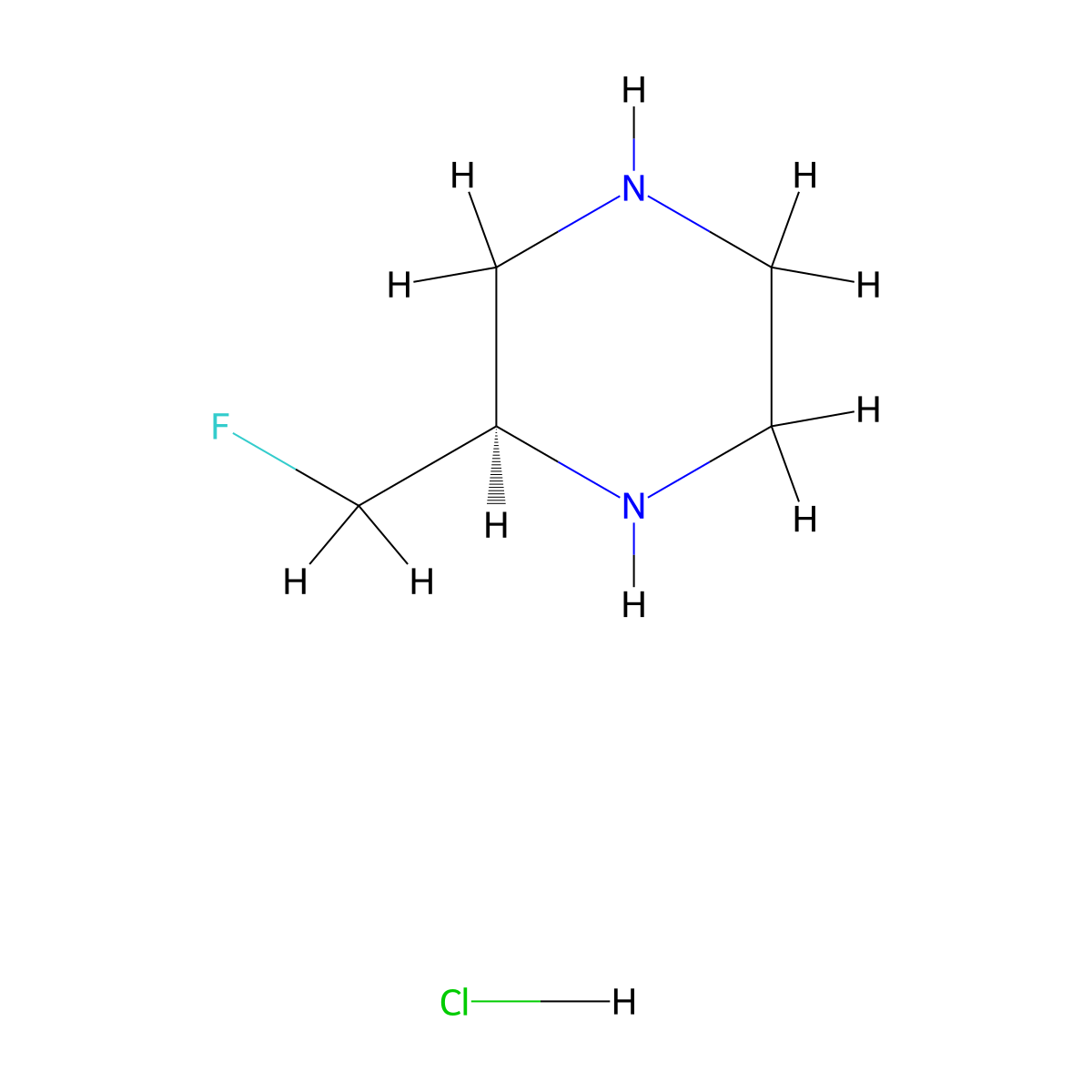 (R)-2-(Fluoromethyl)piperazine hcl molecular structure, CAS 2649263-22-7