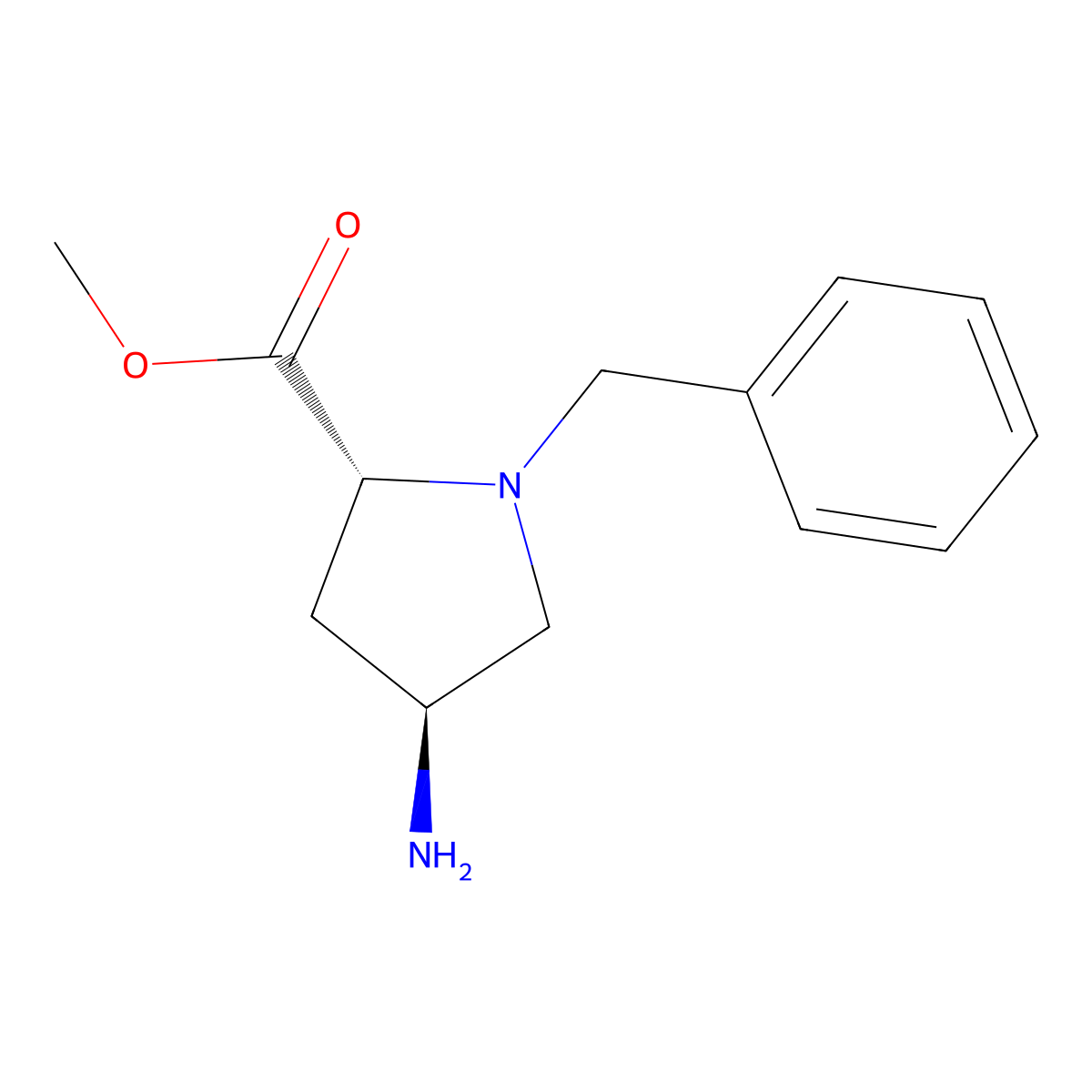 Methyl (2R,4S)-4-amino-1-benzylpyrrolidine-2-carboxylate molecular structure, CAS 2649263-33-0